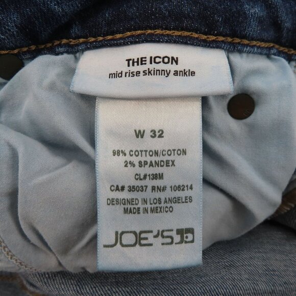 Joes Jeans Womens 32 The Icon Mid Rise Skinny Ankle Raw Hem Blue Denim Jeans - Picture 9 of 12